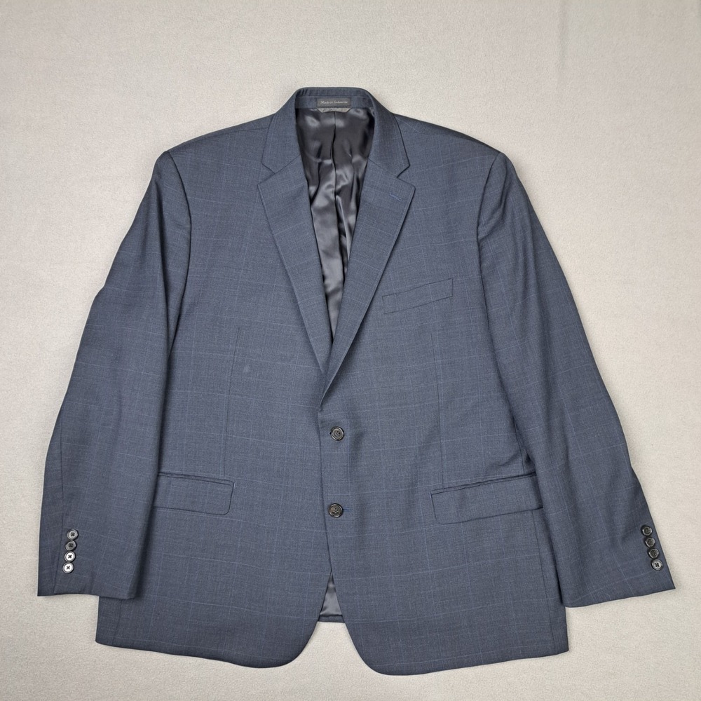 Lauren Ralph Lauren Wool Blazer Men's 48R Navy Windowpane‎ Check Single Breast